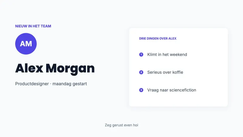 Nieuw in het team